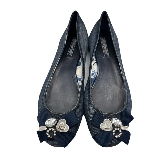 Coach Poppy Caper Denim Jean Y2K Charm Embellished Ballet Flat Sz 11 - Picture 2 of 9